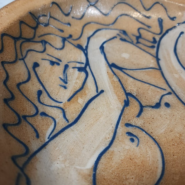 Contemporary 1990s Matisse Inspired Hand-Painted Nude Lady Bowl - Large For Sale - Image 3 of 10