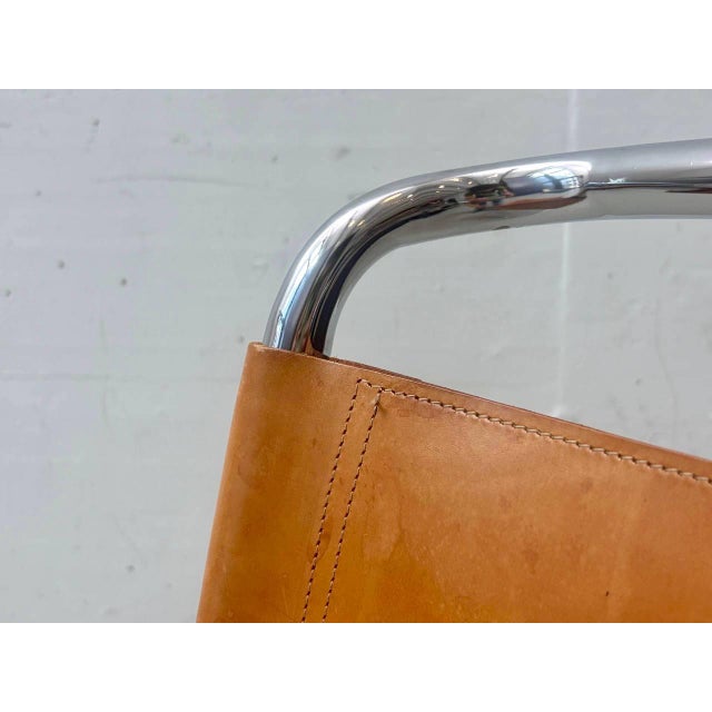 Cantilever Chair with Cognac Leather Covering For Sale - Image 5 of 18