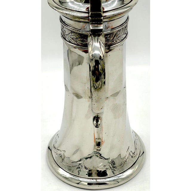 Art Nouveau 'Wave' Motif Silver on Copper Flagon by Kayserzinn Germany, circa 1900s This is a fine example of Art Nouveau...