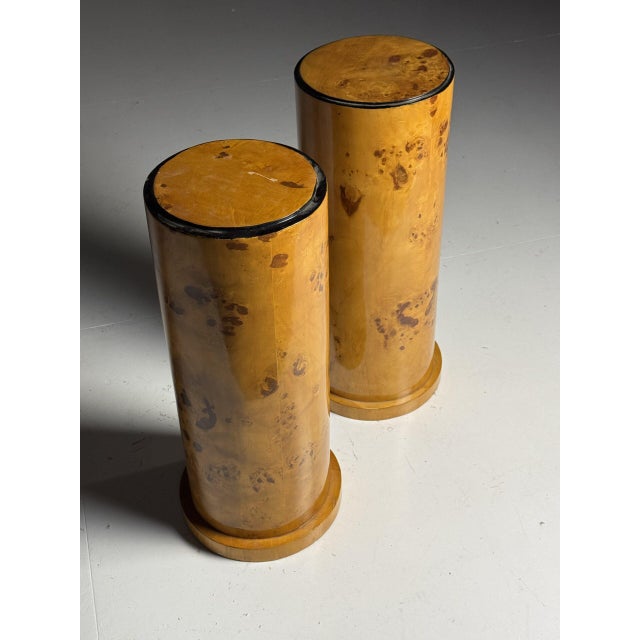 20th Century Burr Wood Veneered Columns, Set of 2 For Sale - Image 13 of 15