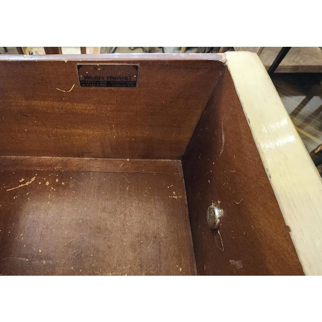 1930s Scandinavian Modern Parchment-Covered Wood Convertible Vanity Table/Poudreuse With Lift-Top Mirror by Nordiska Kompaniet, Sweden For Sale - Image 10 of 11