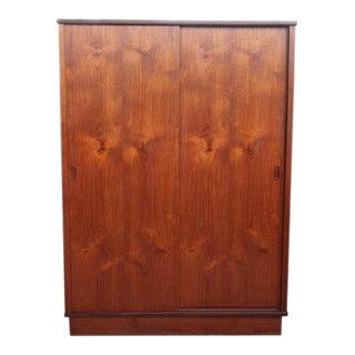 1960s Danish Mid Century Freestanding Teak Armoire For Sale