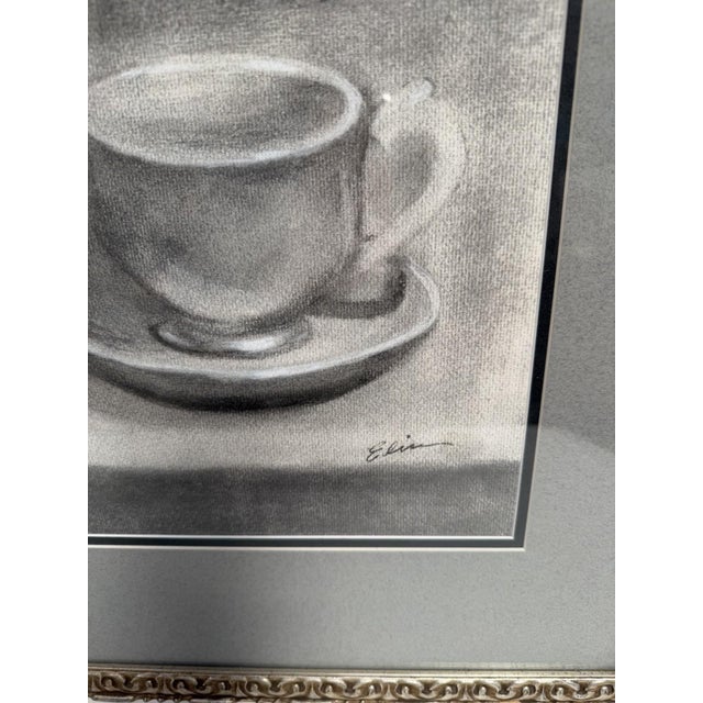 Art Deco Signed Original Charcoal Still Life Drawing "Elise" Malibu Gallery For Sale - Image 3 of 9