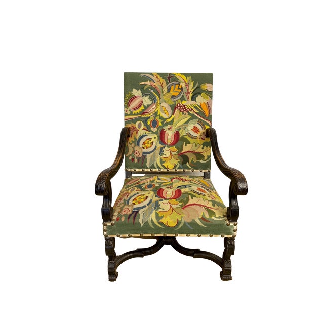 18th C. French Baroque Needlepoint Armchairs - A Pair For Sale - Image 10 of 15