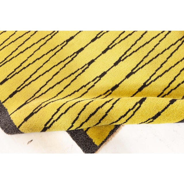 Textile Doris Leslie Blau Vibrant Vintage Swedish Pile Rug in Yellow and Charcoal For Sale - Image 7 of 9