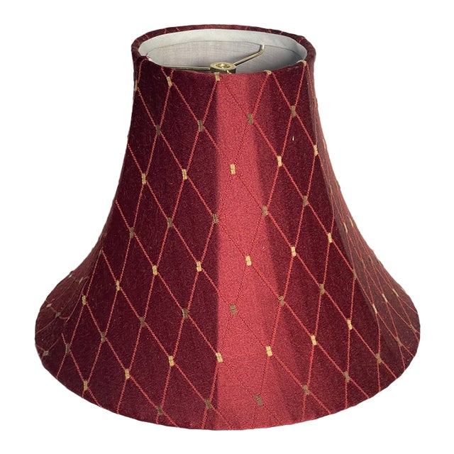 1960s Shabby Chic Burgundy Red Silk Embroidered Lamp Shade For Sale