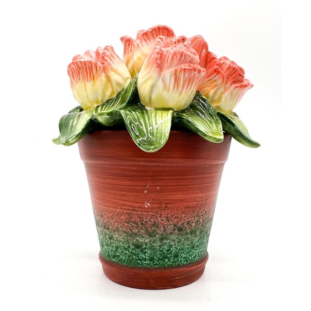 Fitz and Floyd Vintage Fitz and Floyd “Forever in Bloom” Ceramic Flower Pot Lidded Jar/ Cachepot - European Cottage, Botanical, Cottagecore For Sale - Image 4 of 13