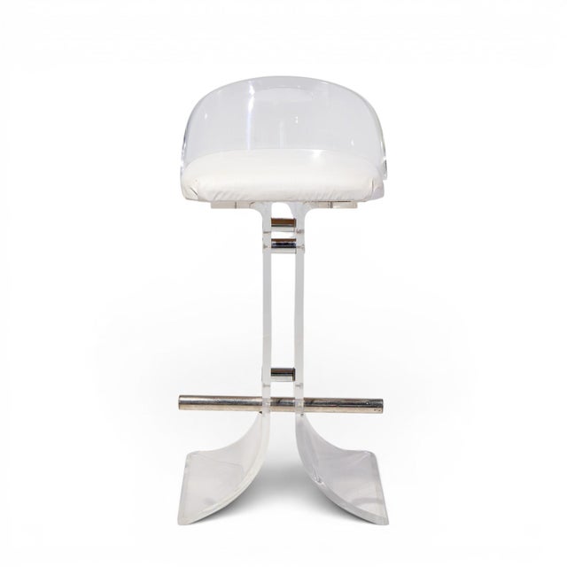 Mid 20th Century Charles Hollis Jones for Hill Manufacturing Mid Century Lucite Barstools - Set of 3 For Sale - Image 5 of 12