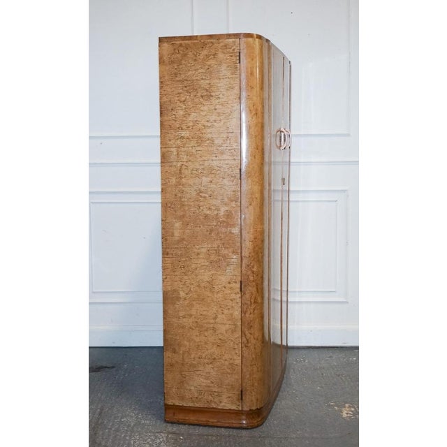Art Deco Blonde Walnut Double Door Wardrobe For Sale - Image 8 of 12