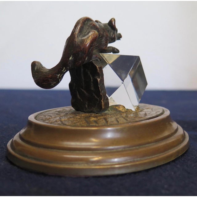 Vintage Bronze & Crystal Desk Paperweight For Sale - Image 9 of 12