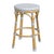 Wood Tobias 24.5 in. Seat Height Outdoor Rattan and Metal Backless Counter Stool, Blue/White Dot / Natural Rattan Frame For Sale - Image 7 of 7