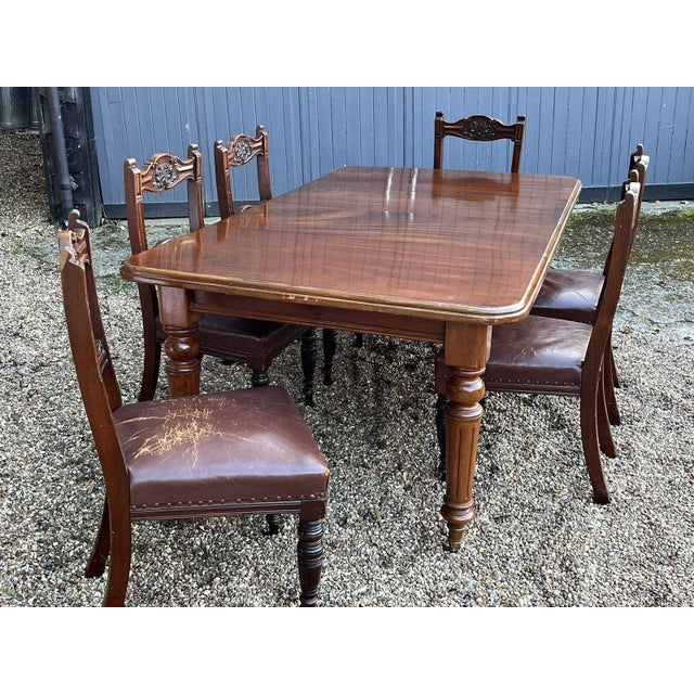 Victorian Extendable Dining Table and Chairs in Mahogany, Set of 7 For Sale - Image 5 of 18