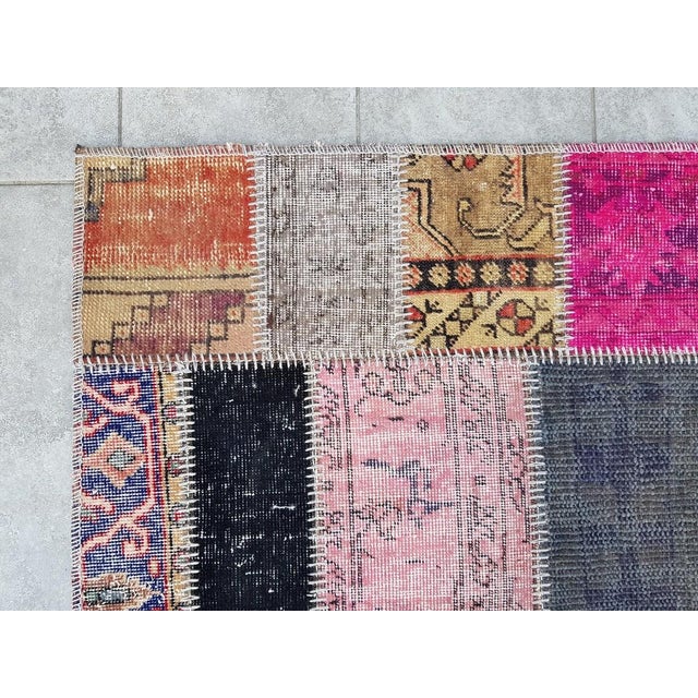 Pink Mid 20th Century Handknotted Wool Hallway Runner Rug For Sale - Image 8 of 10