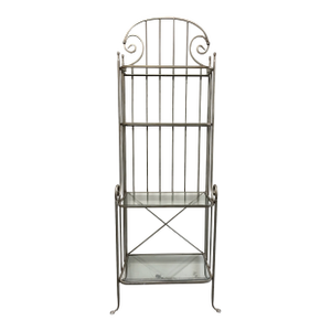 Vintage Iron Etagere Glass Shelves
