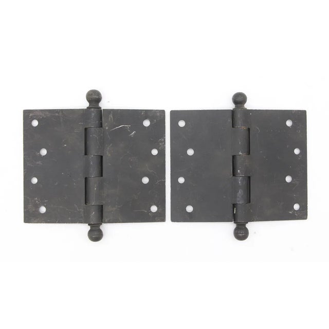 These door hinges are made of solid steel with ball tips, five knuckles, and a staggered hole pattern. The original...
