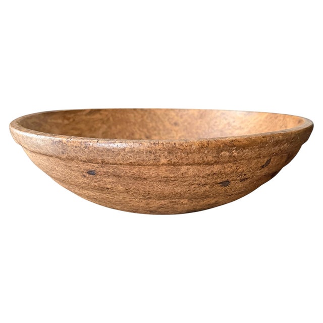 18th Century 18th Century Early American Turned Ash Burl Bowl on Custom Wall Mount For Sale - Image 5 of 13