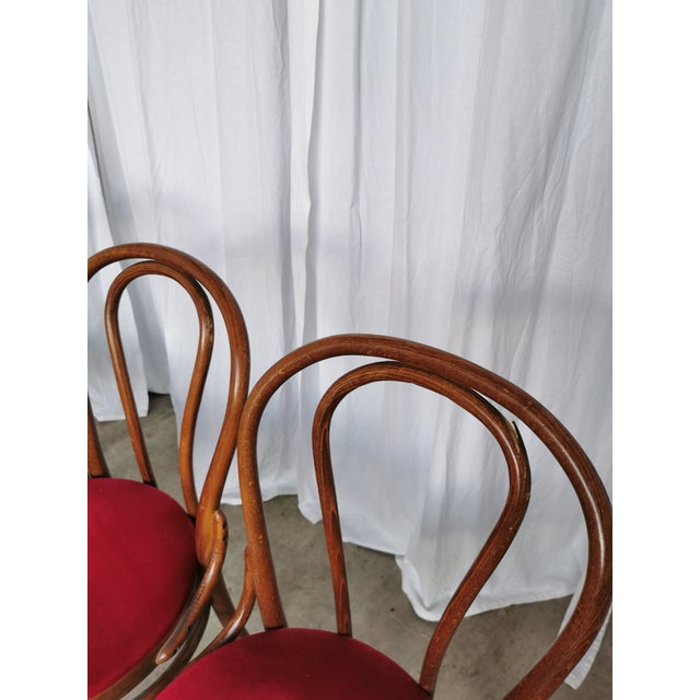Vintage Bentwood Dining Chairs with Red Upholstery, 1970s, Set of 6 For Sale - Image 11 of 18