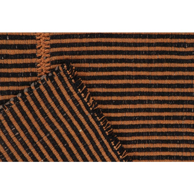 Textile Rug & Kilim’s Contemporary Kilim in Orange and Black Stripes For Sale - Image 7 of 7
