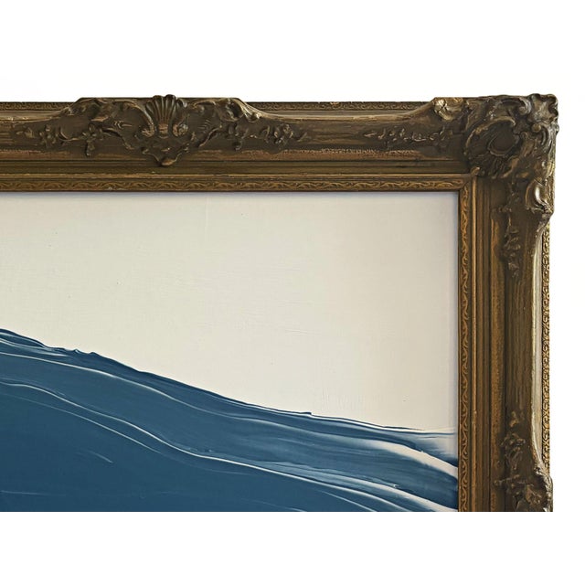 2020s "Waves" Abstract Painting in Antique Frame, Large Seascape Ocean Painting Transitional Wall Art by JTS For Sale - Image 5 of 12