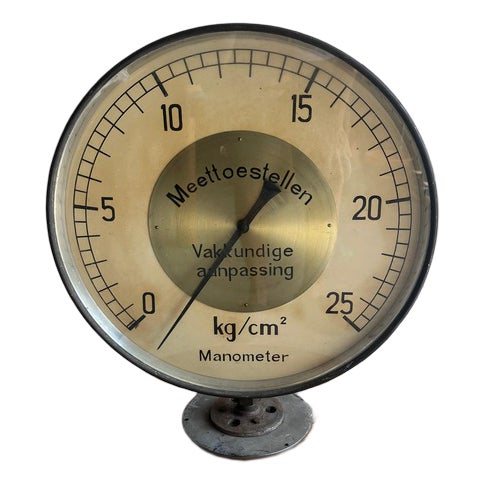 Large Mid-Century Industrial Pressure Gauge For Sale