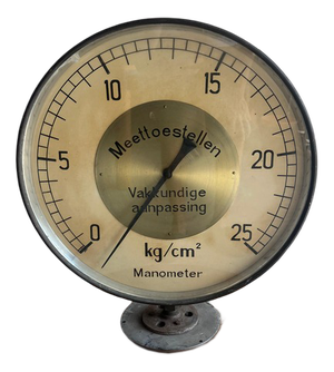 Large Mid-Century Industrial Pressure Gauge