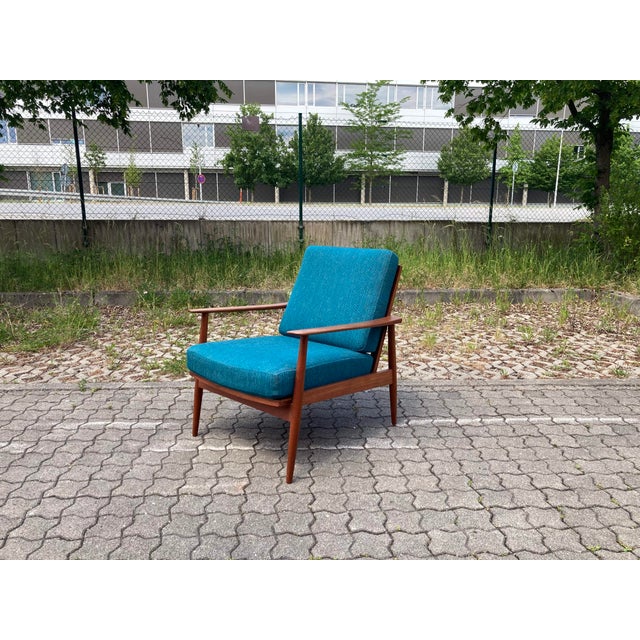 Mid-Century Modern Mid-Century Petrol and Teak Easy Chair from Wilhelm Knoll Antimott, 1965 For Sale - Image 3 of 18