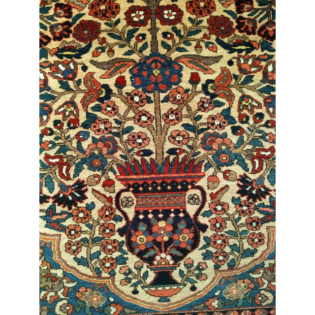 Antique Persian Bakhtiari Bibibaft Rug, Hand-Knotted Wool, The Tree of Life Pattern, Tan & Red, 5x7 For Sale - Image 18 of 18
