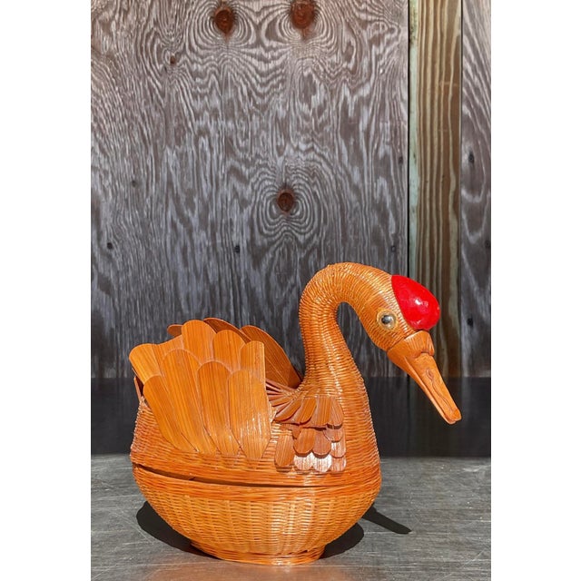 Boho Chic Vintage Coastal Shanghai Weave Duck For Sale - Image 3 of 9
