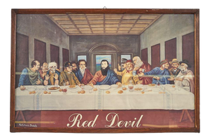 Red Devil Last Supper with Famous Characters Poster by Carlo Maria Fedele, 2000s