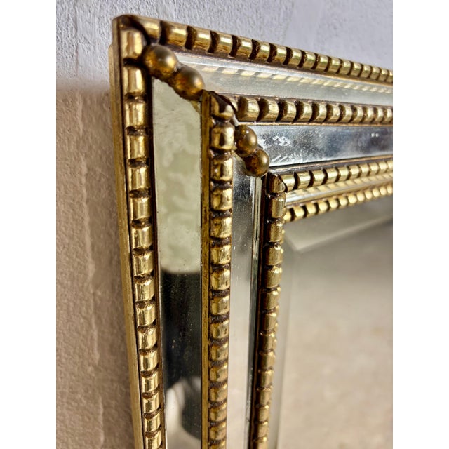 Brass and Beveled Glass Wall Mirror, Mid-20th Century For Sale - Image 11 of 14