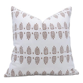 FabDivine Cushion Cover With Block Print 12x20 Inch Thick Cotton White-Darpan For Sale