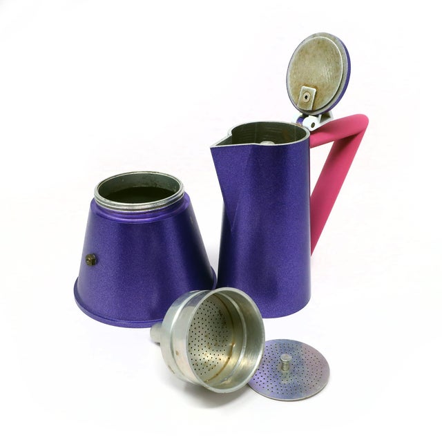 Metal Postmodern Pink & Purple Espresso Pot by Ettore Sottsass for Lagostina For Sale - Image 7 of 10