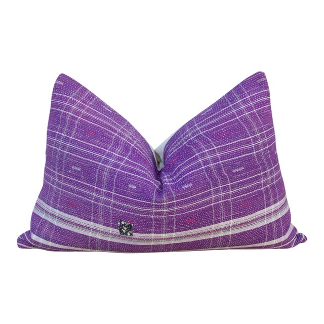 Vintage Lumbar Boho Kantha Pillows For Sale