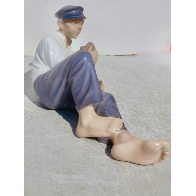 Mid-Century Modern Royal Copenhagen Porcelain Sheppard Dated 1956 For Sale - Image 3 of 10