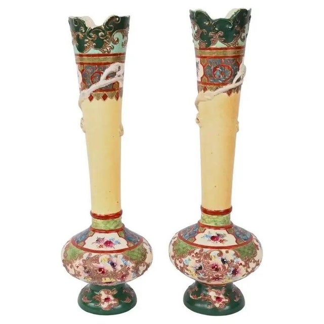 Ceramic Pair of Japanese Imperial Meiji Period Porcelain Vases For Sale - Image 7 of 9