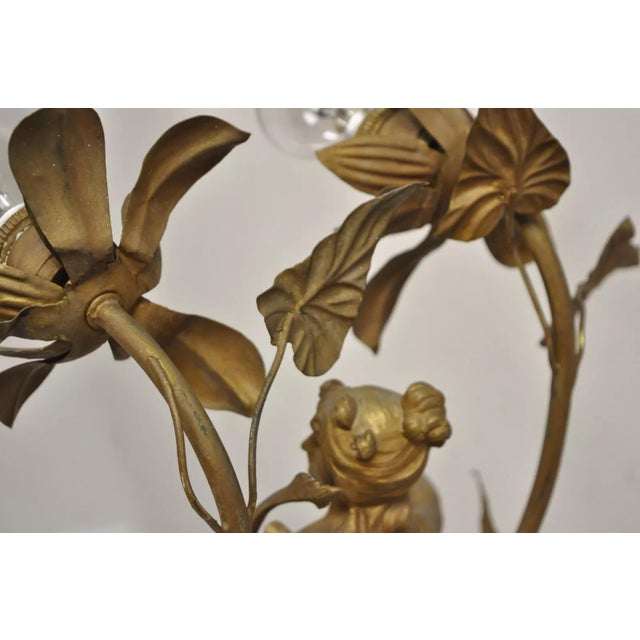 Antique Art Nouveau Auguste Moreau "La Musique" Gold Metal Figural Table Lamp For Sale - Image 11 of 12