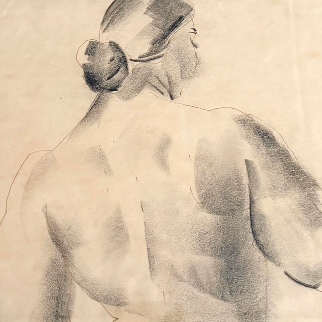 Pair of Framed Charcoal Figure Drawings For Sale In Chicago - Image 6 of 14