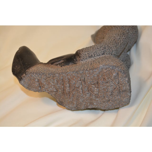 Vintage Shona Stone Black & Gray Baboon Monkey Figurine Statue / Sculpture Kamisi For Sale - Image 12 of 14