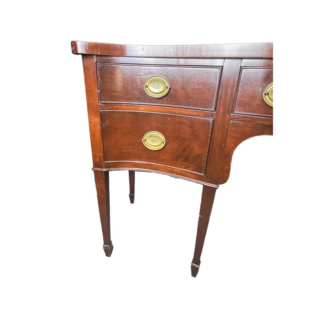 Brown Vintage Federal Hepplewhite Style Credenza Sideboard Buffet, C. 1900s For Sale - Image 8 of 15