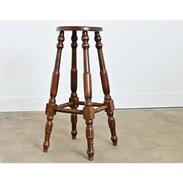 Early 19th Century English 19th Century Carved & Turned Oak Stool For Sale - Image 5 of 10