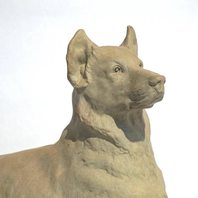 Early 20th Century Charles Virion 1920s Antique Gray Terracotta Sculpture of German Shepherd Dog For Sale - Image 5 of 11