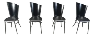 Postmodern Wooden Dining Chairs, 1980s, Set of 4