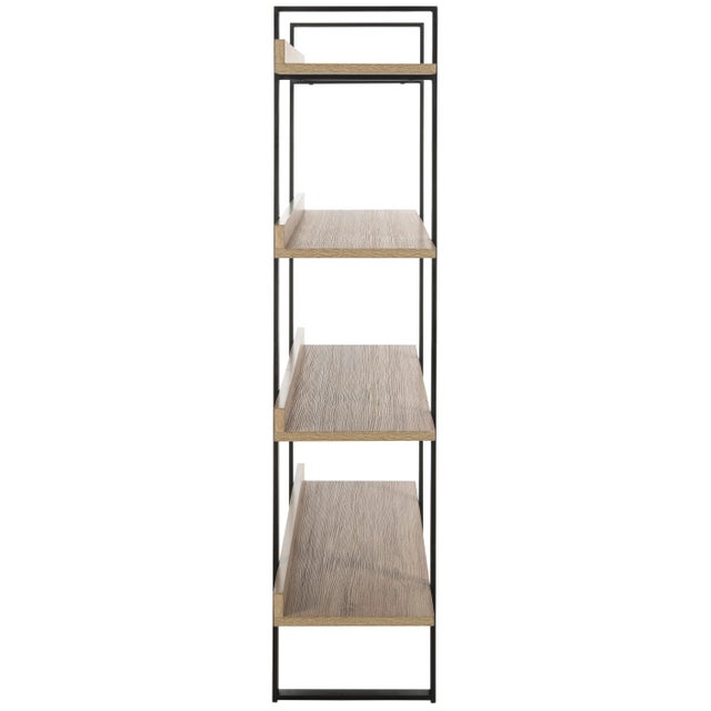 Modern Retro Mid 4 Tier Etagere in Oak & Black For Sale - Image 3 of 9