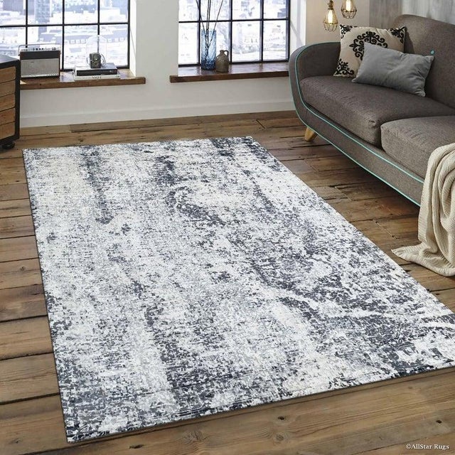 7x9 Ivory Hand-Knotted Wool Pixelated Distressed Abstract Modern Carpet Rug For Sale In New York - Image 6 of 6