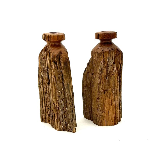 Rustic 1960s Handmade Live Edge Weed Pot Vases - a Pair For Sale - Image 3 of 12