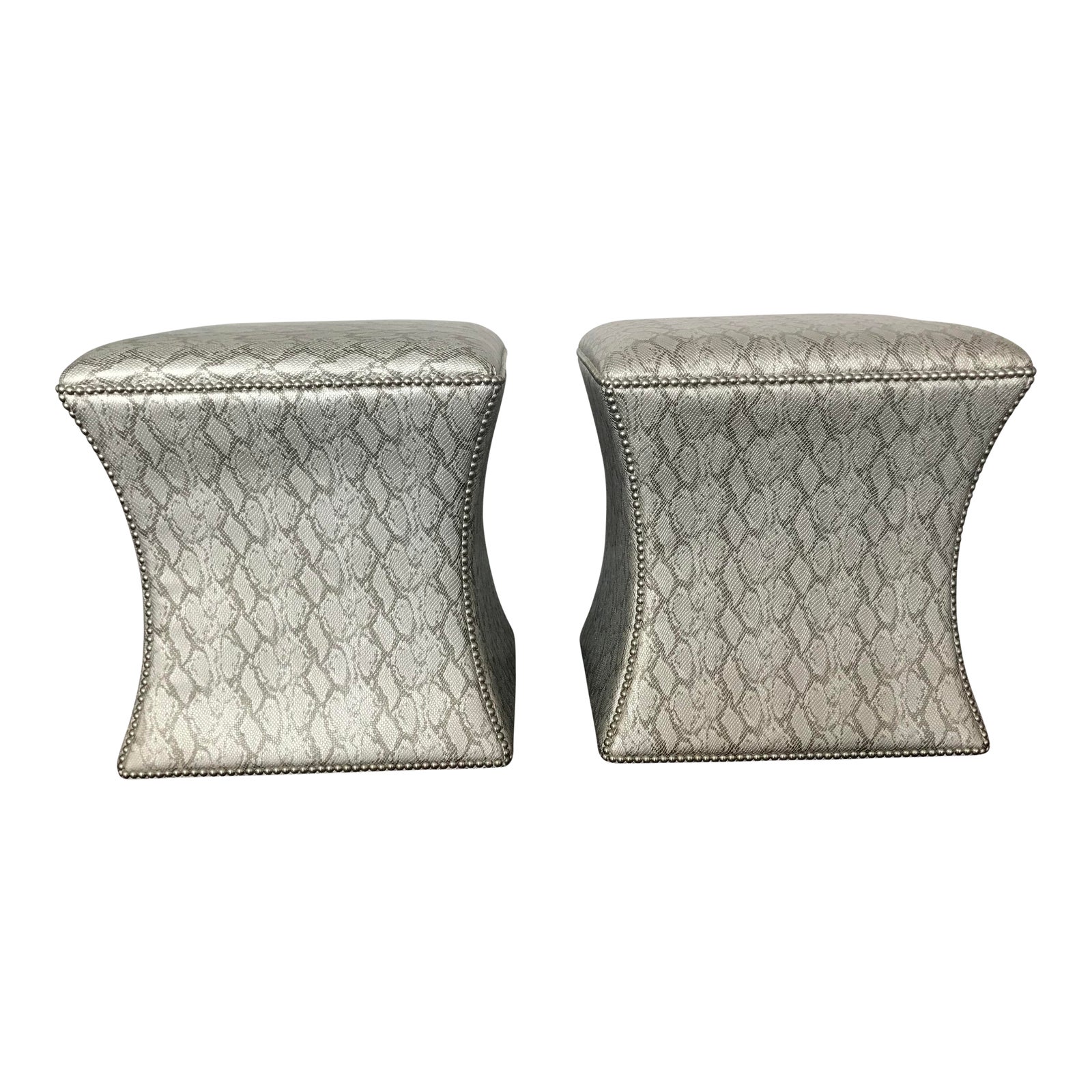 Bernhardt Interiors Modern Faux Snake Skin Ottoman- a Pair | Chairish