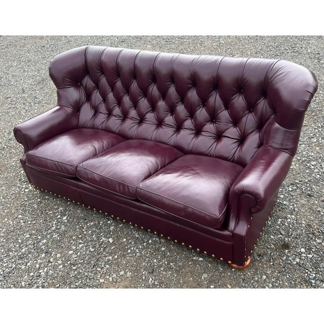 Thomasville “Hides and Seats” Tufted Leather Chesterfield Sofa Chairish