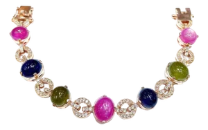 Bochic "Capri" Vintage Ruby & Multi Color Fancy Sapphire Bracelet - 18K & Silver