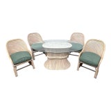 Vintage Coastal Henry Wick Pencil Reed and Wicker Dining Set of 5 For Sale