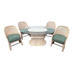 Vintage Coastal Henry Wick Pencil Reed and Wicker Dining Set of 5